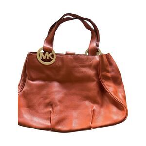 Michael Kors Fulton East West Orange Pebbled Leather Tote Shoulder Bag